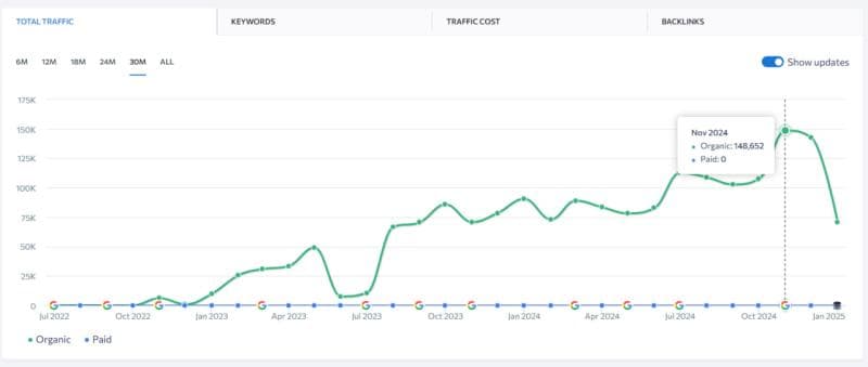Statistics of the analisilogica website