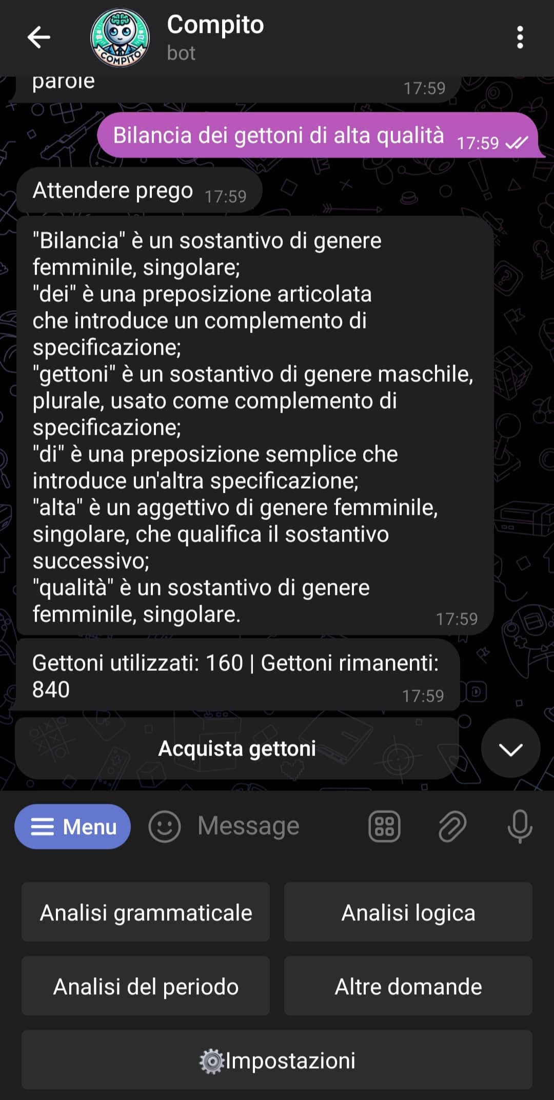 Screenshot number 2 of Compitoilaiano bot